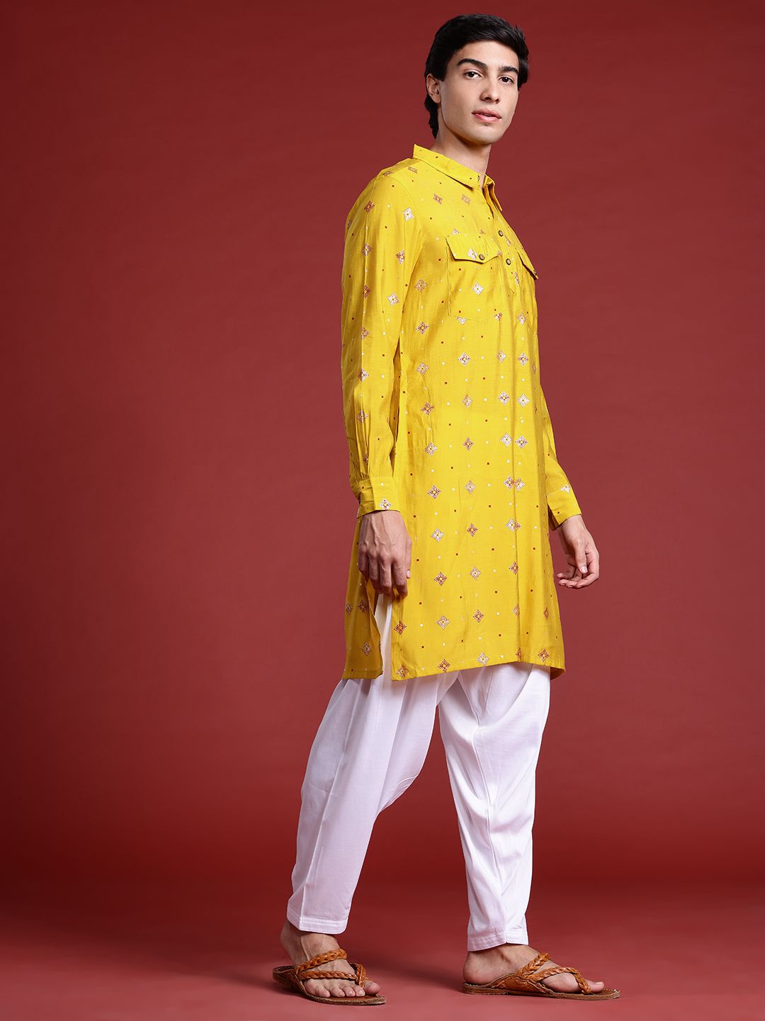 Anouk Men Ethnic Motifs Printed Regular Kurta with Salwar