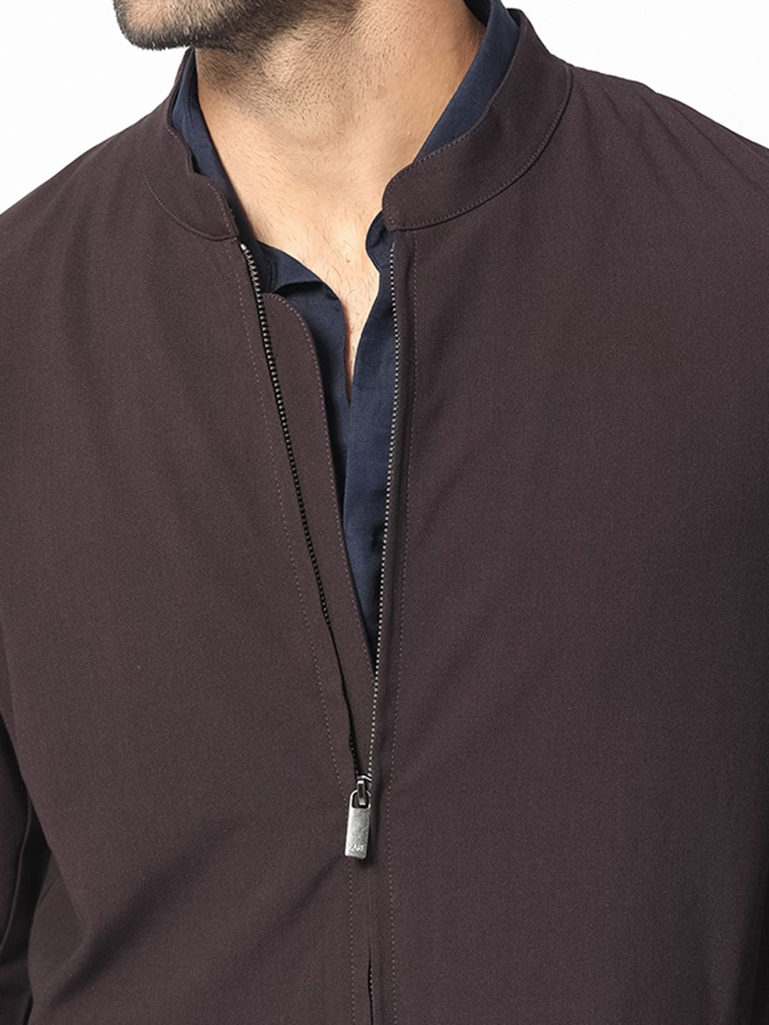 RARE RABBIT Men Rion Tailored Fit Mock Collar Jacket