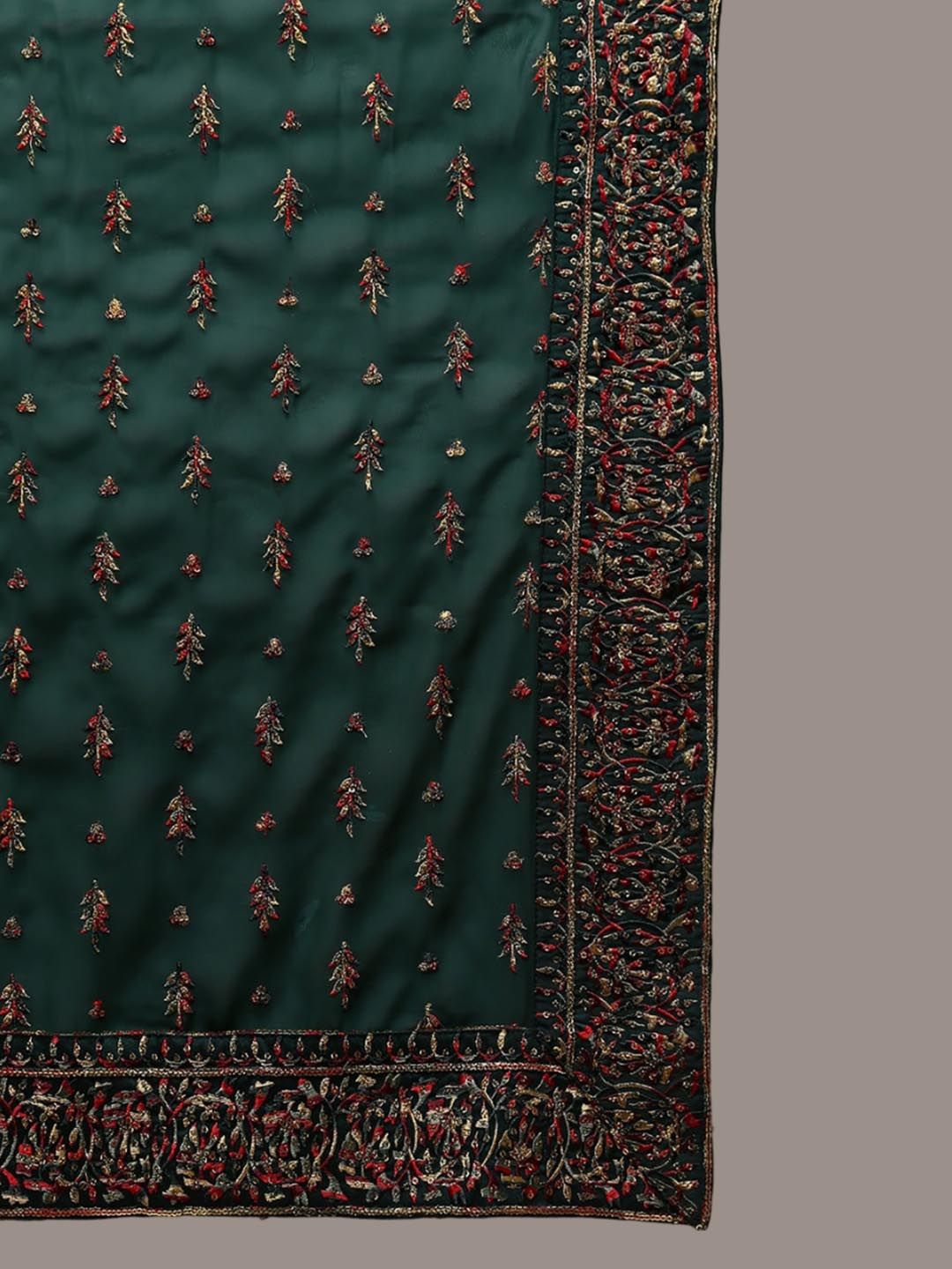 KALINI Floral Embroidered Regular Thread Work Kurta with Trousers & With Dupatta