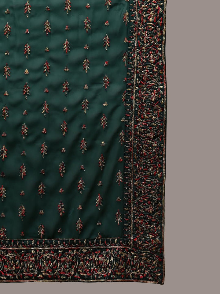KALINI Floral Embroidered Regular Thread Work Kurta with Trousers & With Dupatta