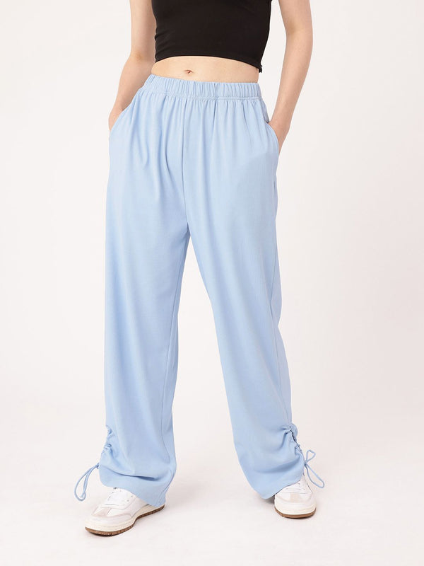 DressBerry Women Street Glam Ribbed Tie-up Detailed Relaxed Fit Trousers