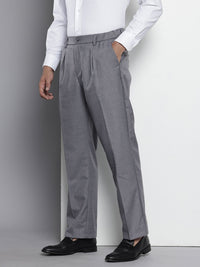 The Indian Garage Co. X Luxe Men Relaxed Straight Fit Textured Pleated Formal Trousers