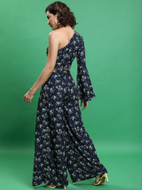 Tokyo Talkies Floral Printed One Shoulder Crop Top With Printed Palazzos