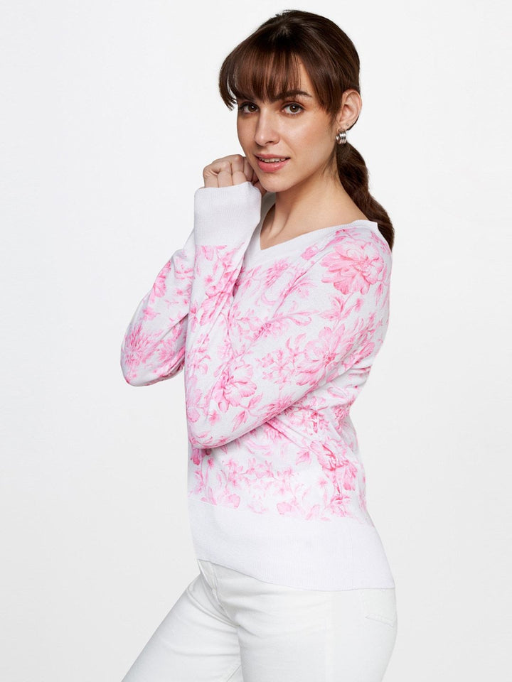 AND V-Neck Floral Print Bardot Top