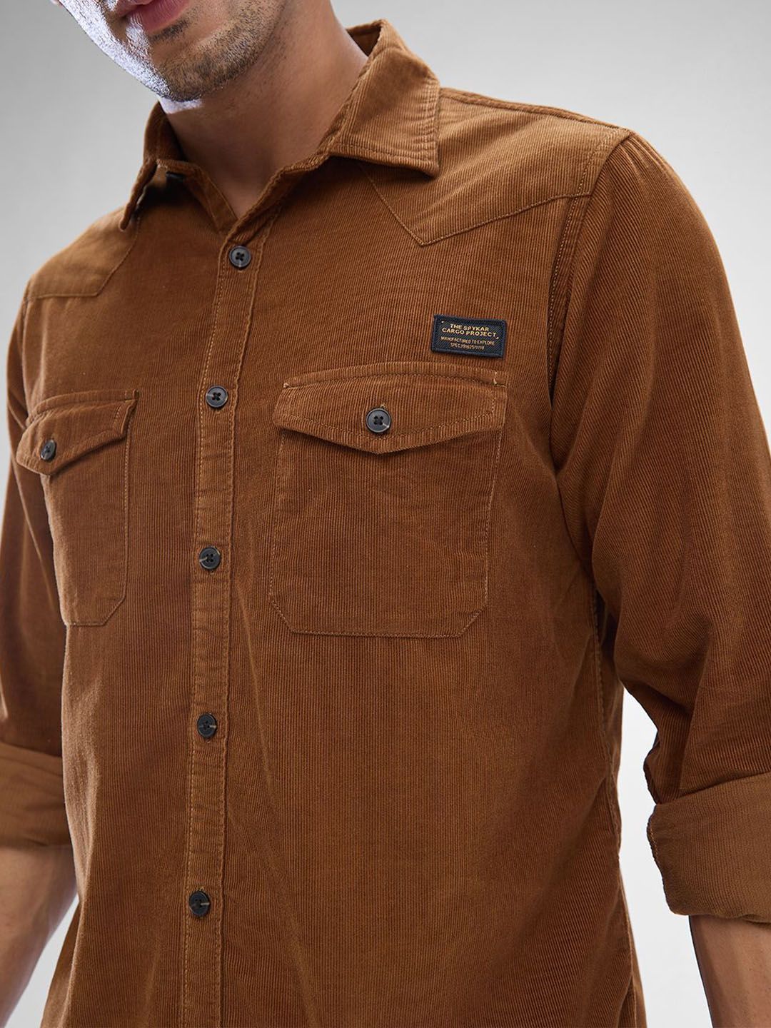 SPYKAR Men Slim Fit Opaque Solid Spread Collar Casual Shirt