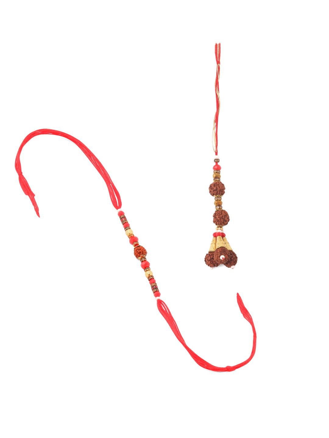 NVR Set of 2 Multicolor Rudraksh & Beads Bhaiya Bhabhi Rakhi with Roli Chawal Chandan