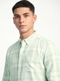 THE BEAR HOUSE Men Slim Fit Windowpane Checks Opaque Pure Cotton Casual Shirt
