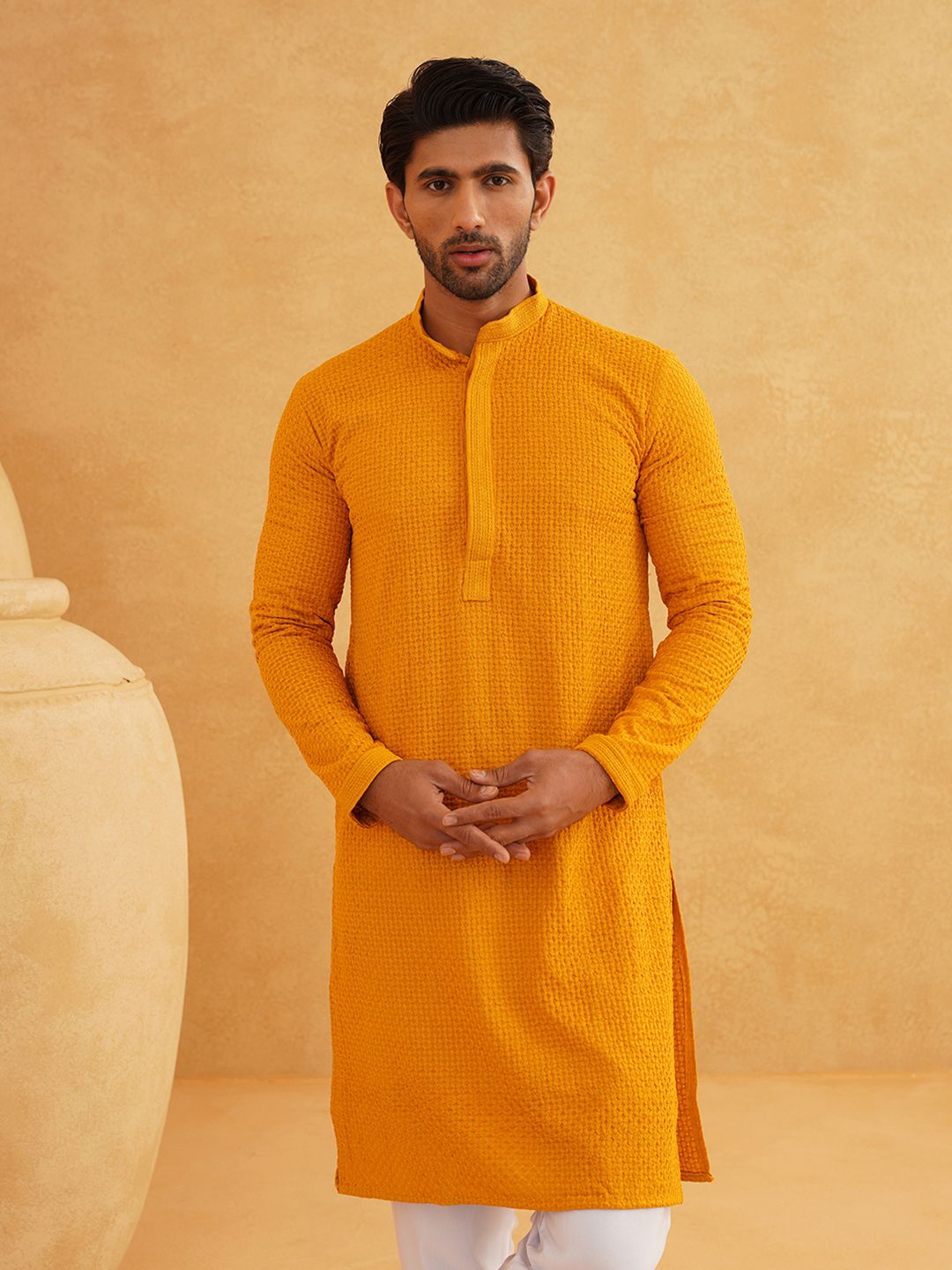 SOJANYA Embroidered Pure Cotton Straight Kurta With Pyjamas