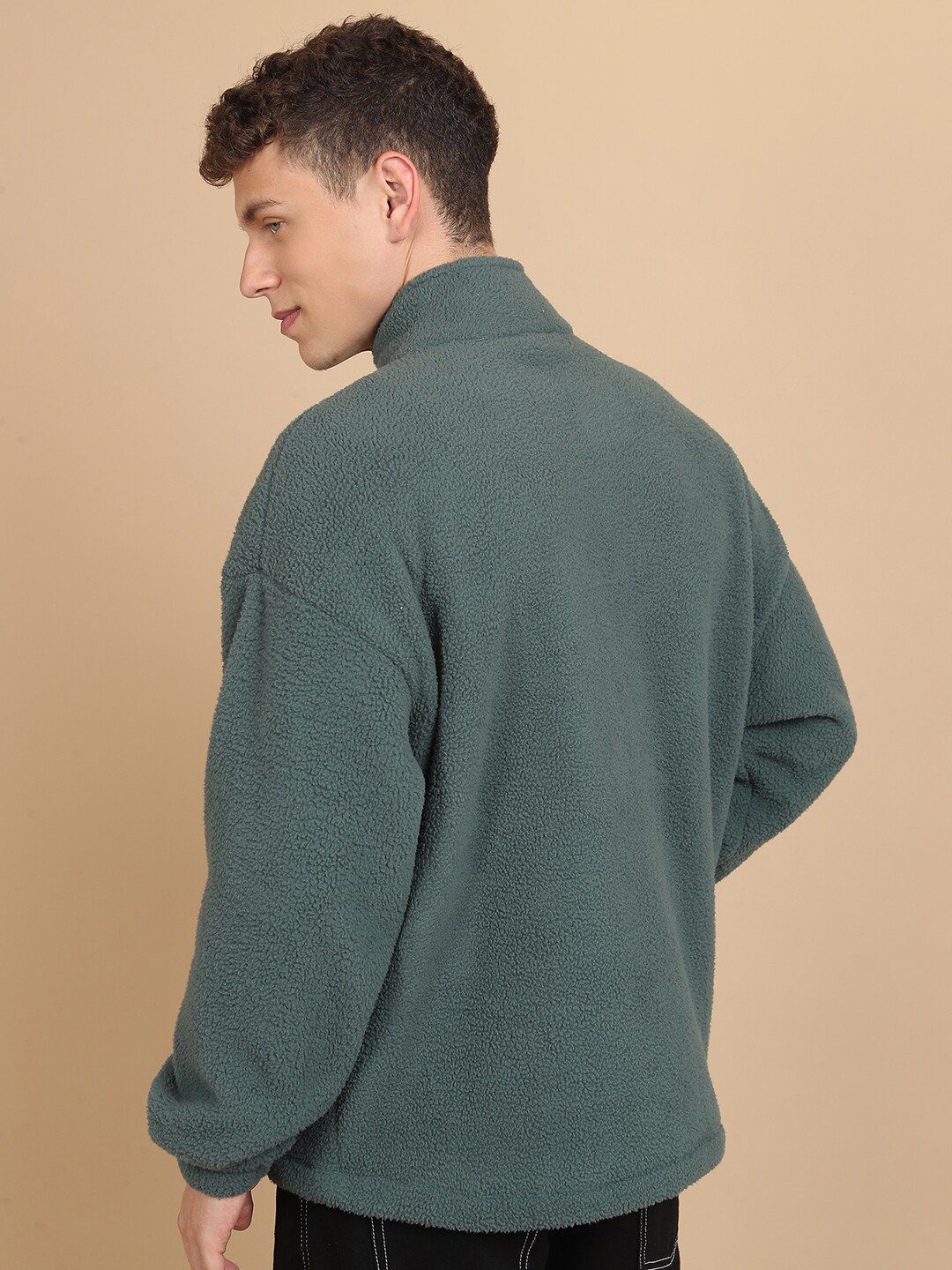 HIGHLANDER Oversized Mock Collar Drop-Shoulder Sleeves Sweatshirt