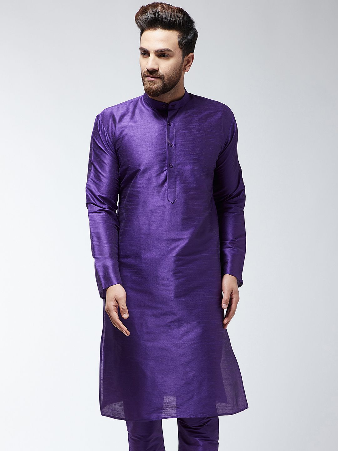 SOJANYA Lelaki Ungu Solid Kurta Lurus
