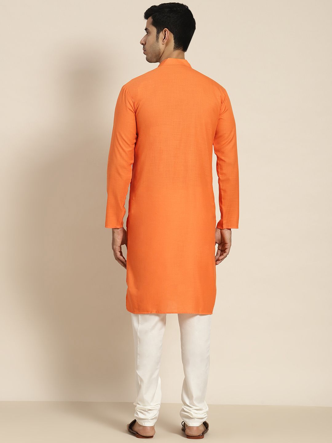 SOJANYA Men Orange Solid Kurta