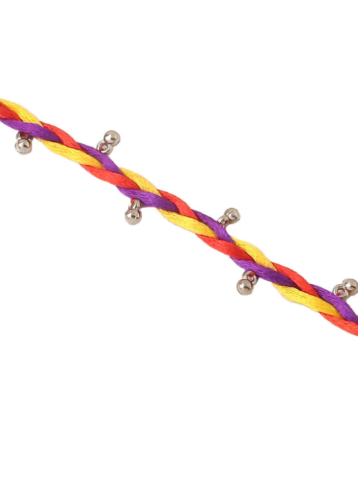 NVR Unisex Multicolor Artificial Beads Thread Rakhi with Roli Chawal Chandan Mishri