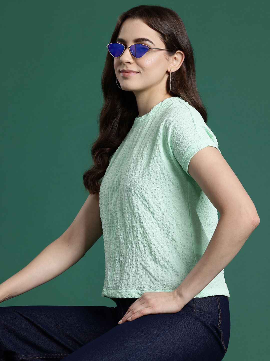 DressBerry Seersucker Extended Sleeves Top