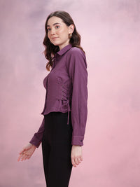 DressBerry Lace-Up Detail Crinkled Casual Shirt