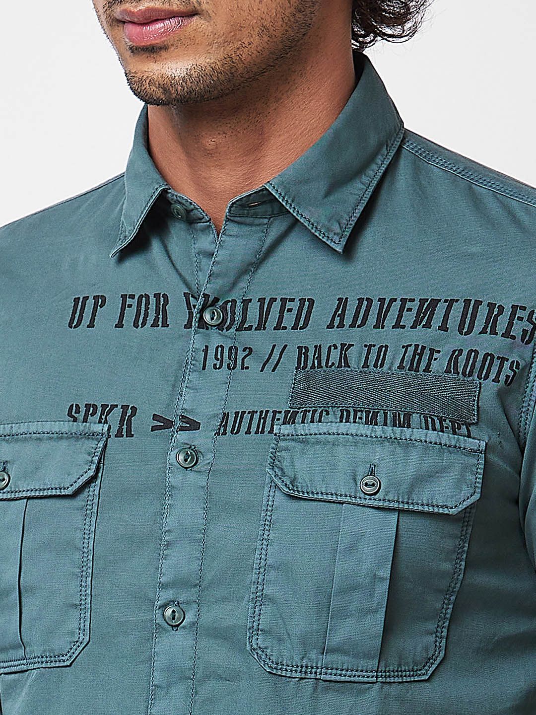 SPYKAR Typography Printed Cotton Casual Shirt