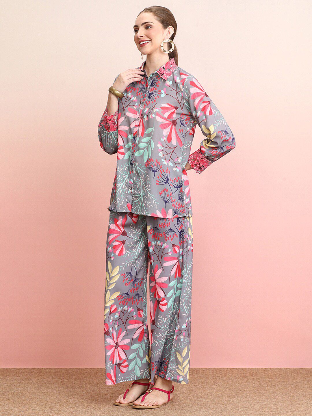Indo Era Printed Shirt With Palazzo Co-Ords