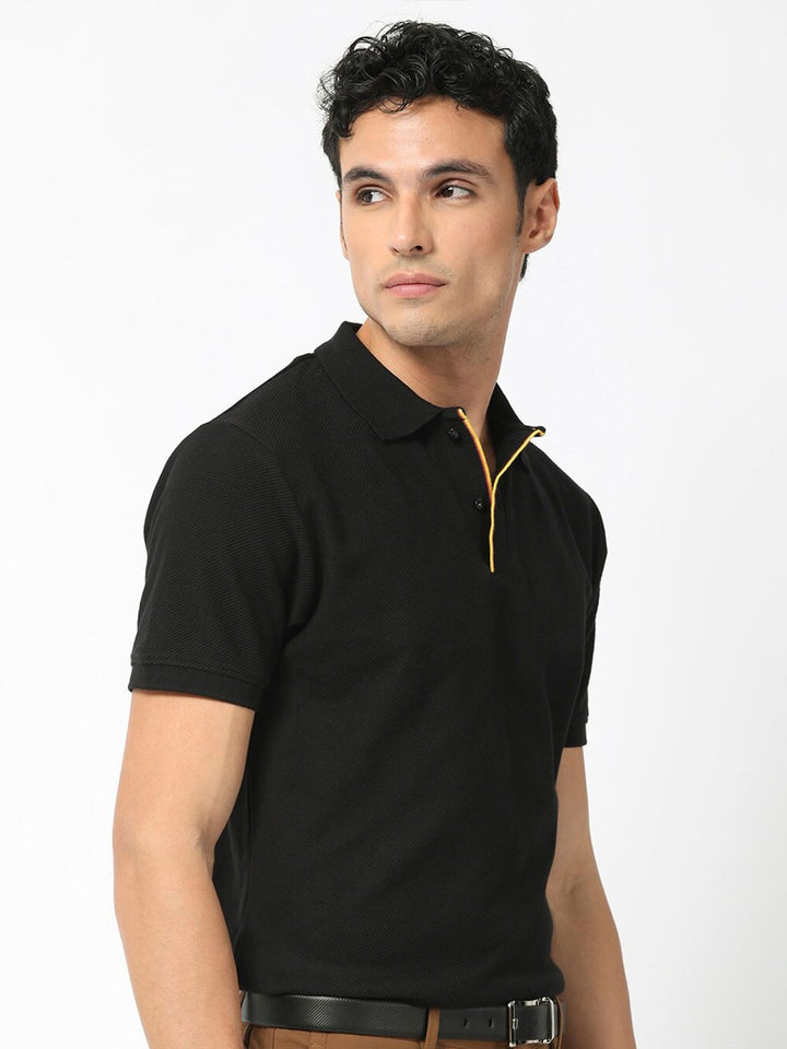 RARE RABBIT Men Rings-4 Slim Fit Solid Polo Collar T-Shirt