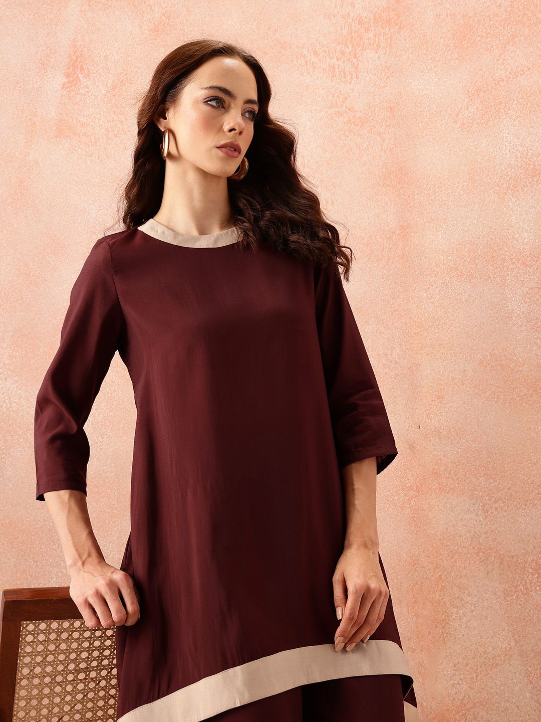 all about you Contrast Neck Ethnic Co-Ords