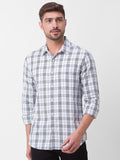 SPYKAR Men White Slim Fit Tartan Checks Checked Casual Shirt