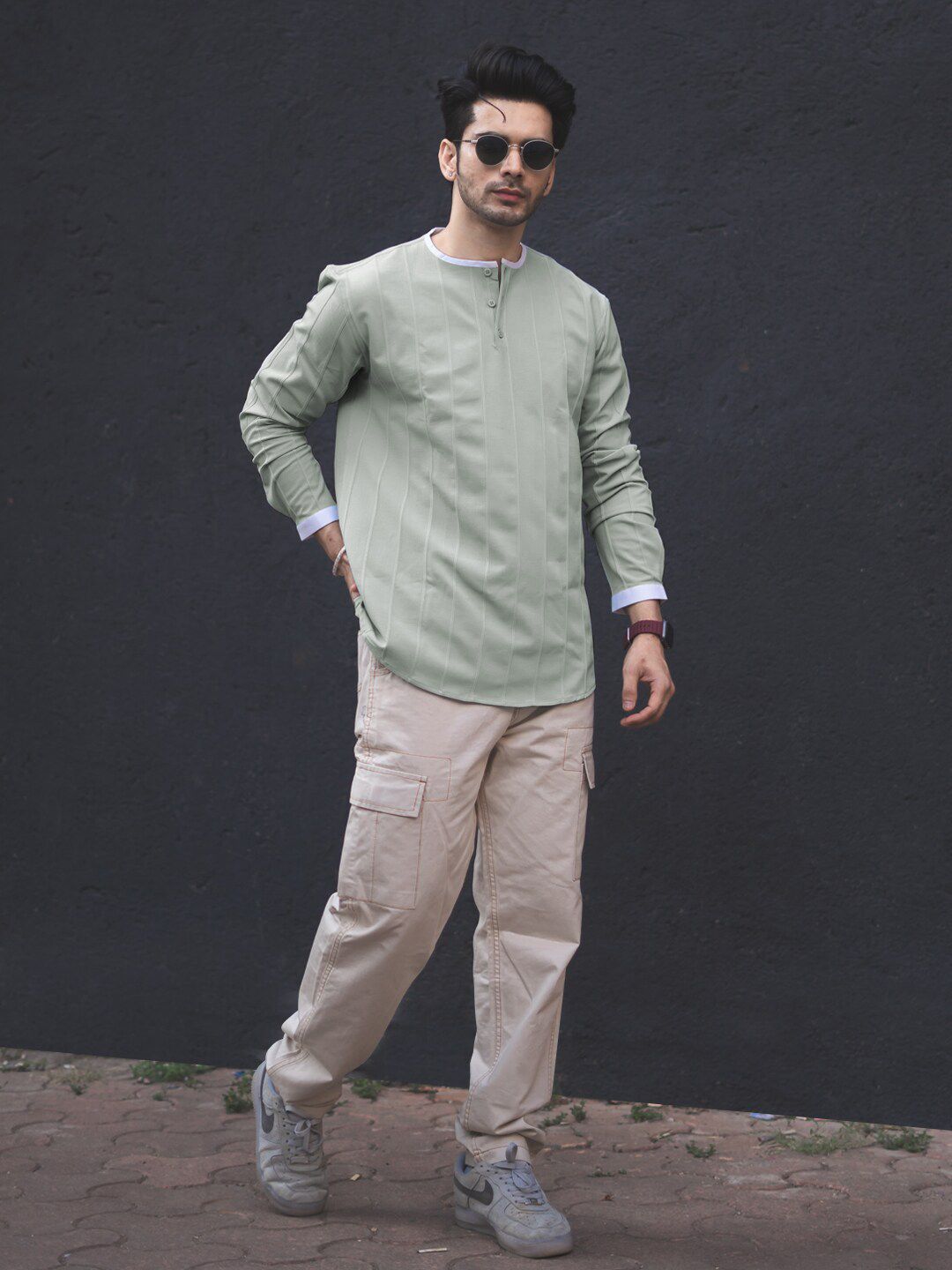 Powerlook India Slim Striped Henley Neck Casual Shirt