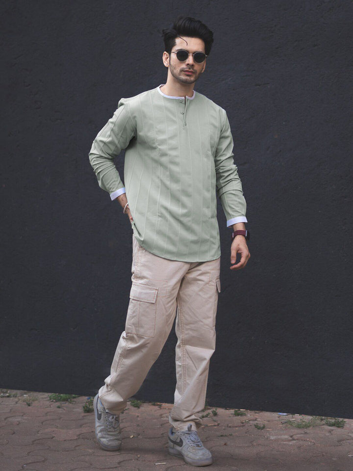 Powerlook India Slim Striped Henley Neck Casual Shirt