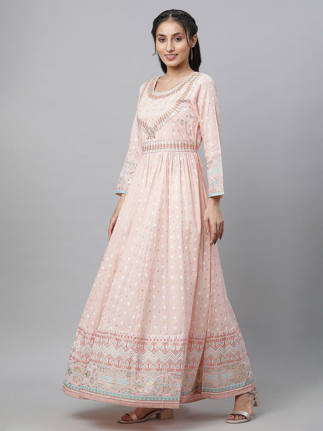 AURELIA Peach-Coloured Formal Maxi Dress