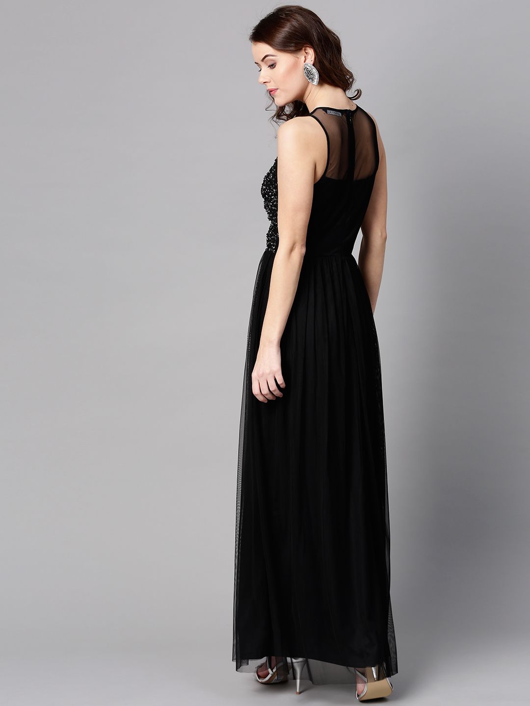 STREET 9 Net Maxi Dress with Sequinned Detail