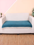 STITCHNEST Teal Green & Beige Self Design 2 Seater Sofa Cover