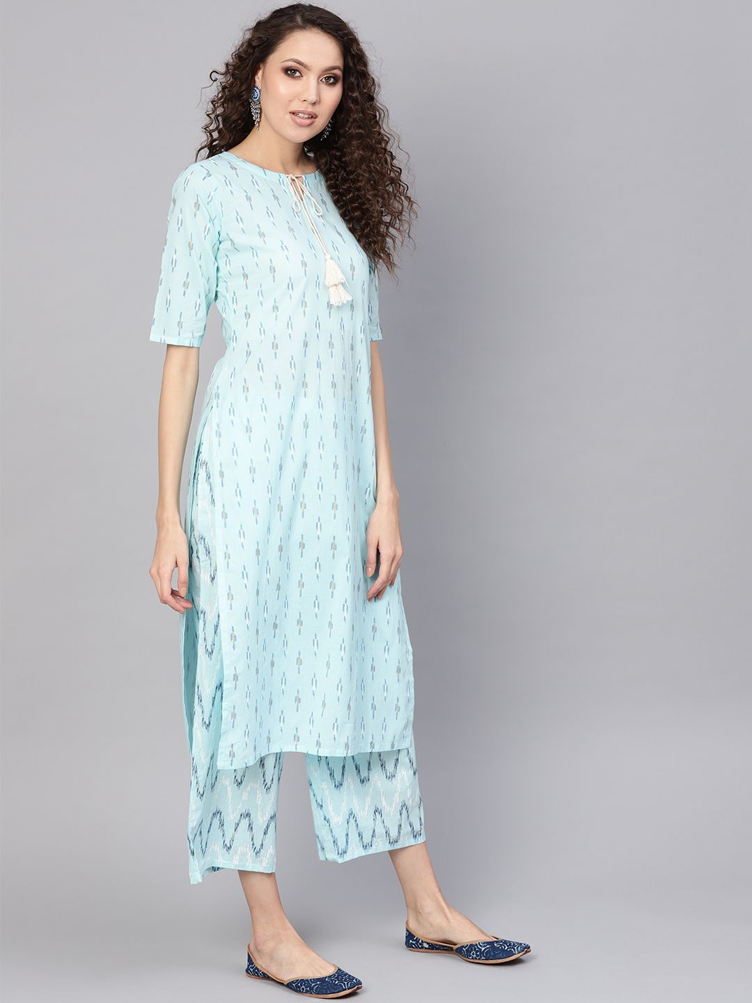 Gerua By Libas Women Blue Printed Kurta with Palazzos
