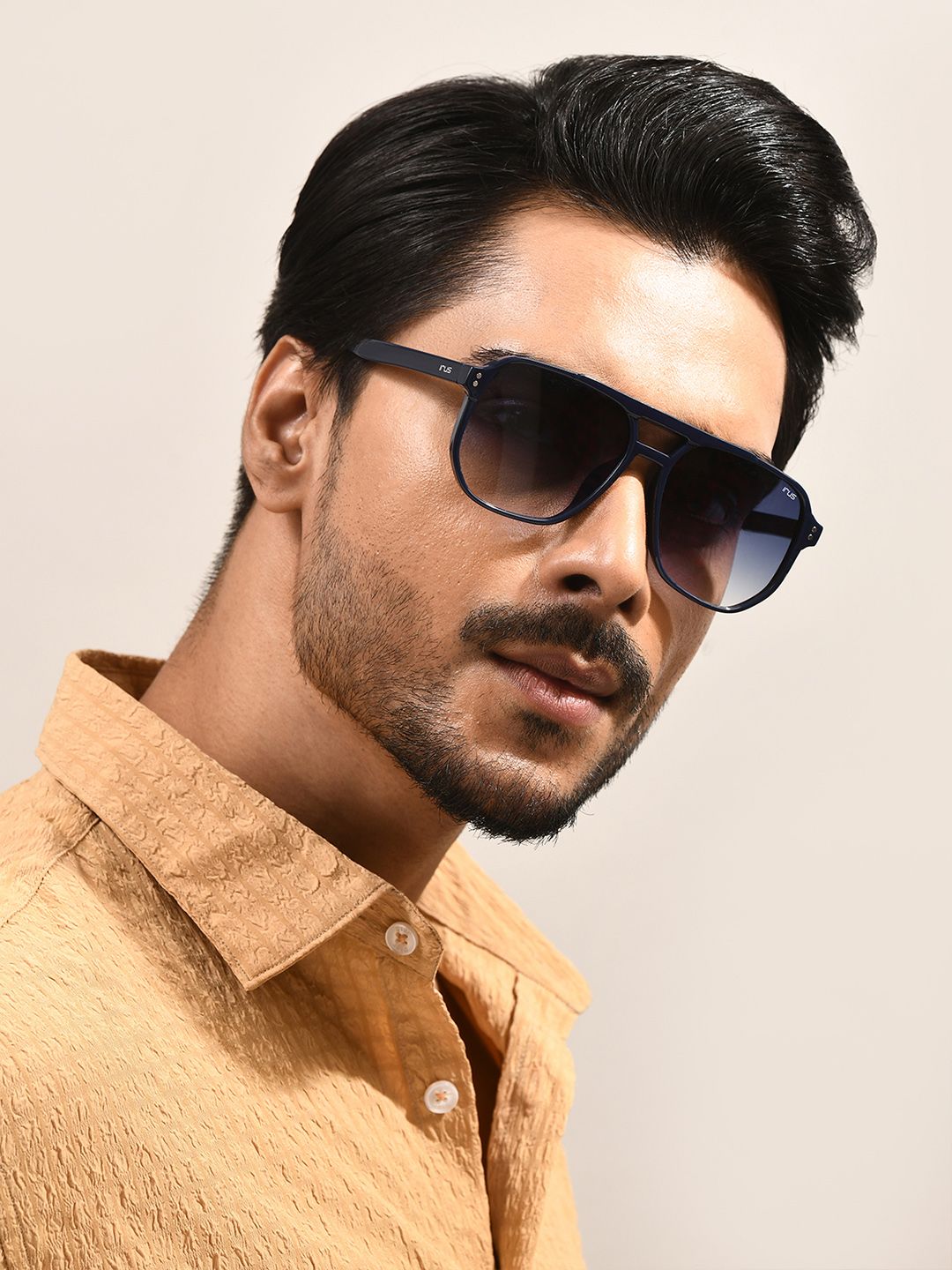 IRUS by IDEE Unisex Blue Lens & Black Square Sunglass with UV Protected Lens-IRS1107C3SG