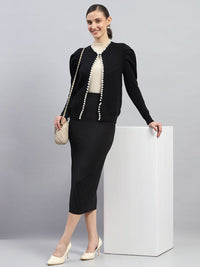 Monte Carlo Women Embellished Self Design Cardigan