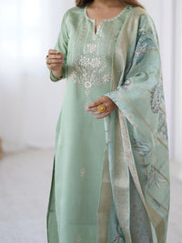KALINI Women Floral Embroidered Regular Thread Work Kurta with Trousers & With Dupatta