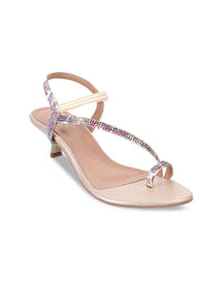 Metro Embellished One Toe Kitten Heels With Backstrap