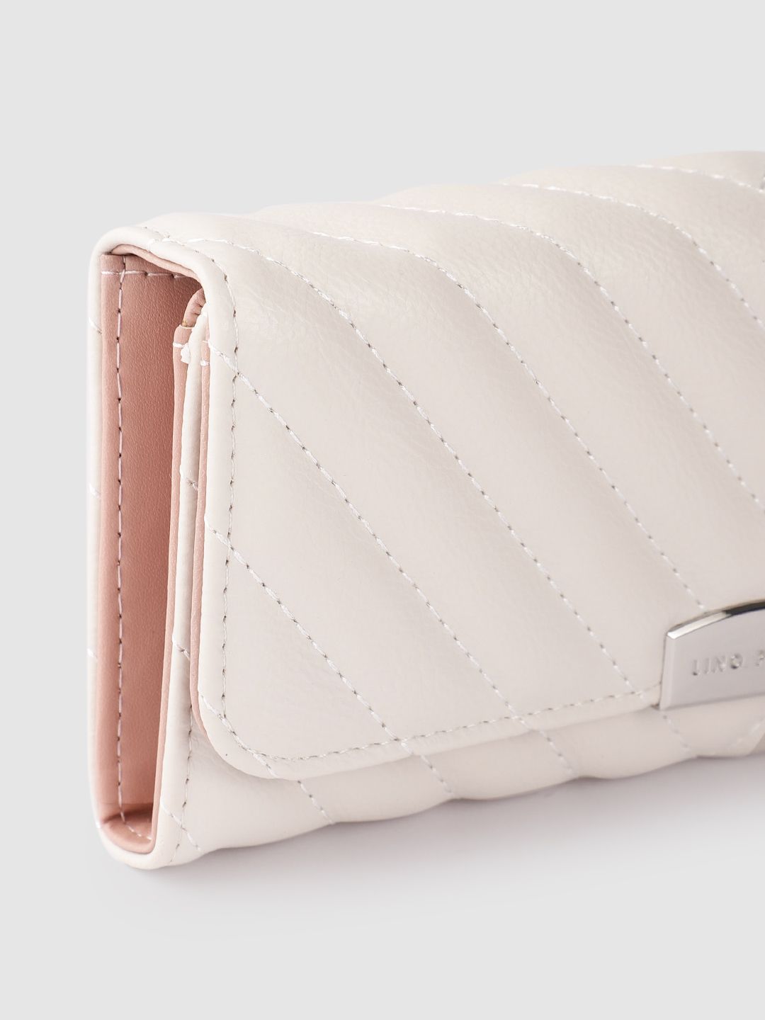 Lino Perros Women Geometric Textured Envelope Wallet with Quilted Detail