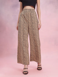 DressBerry Women Animal Printed Wide Leg Trousers
