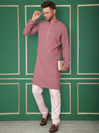 Jompers Geometric Embroidered Mandarin Collar Sequins Straight Kurta