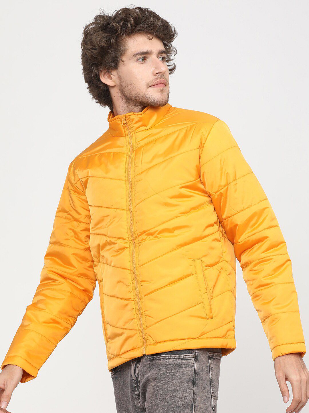 HIGHLANDER Men Yellow Solid Puffer Jacket