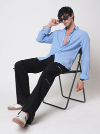 VASTRADO Men Classic Spread Collar Pinstripes Striped Slim Fit Casual Shirt