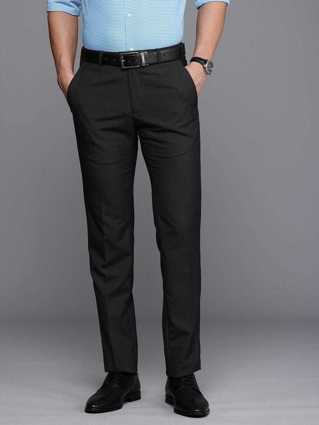 Raymond Men Checked Slim Fit Formal Trousers