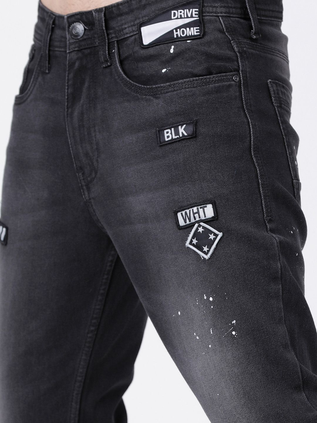 LOCOMOTIVE Men Black Slim Tapered Fit Mid-Rise Clean Look Stretchable Jeans