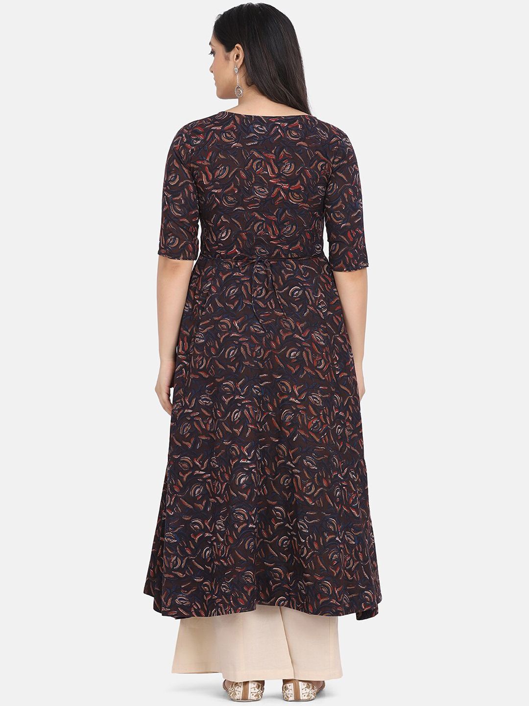 KALINI Floral Printed Pure Cotton Anarkali Kurta Wiith Palazzos