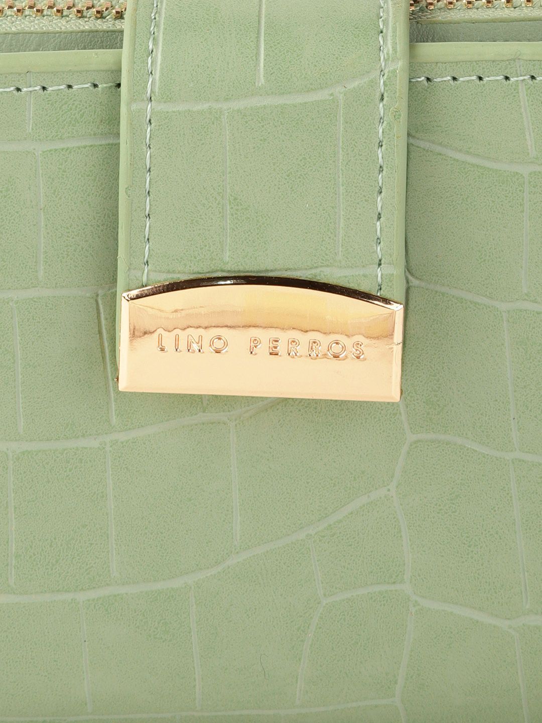 Lino Perros Women Green Textured PU Zip Around Wallet