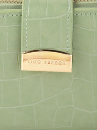 Lino Perros Women Green Textured PU Zip Around Wallet