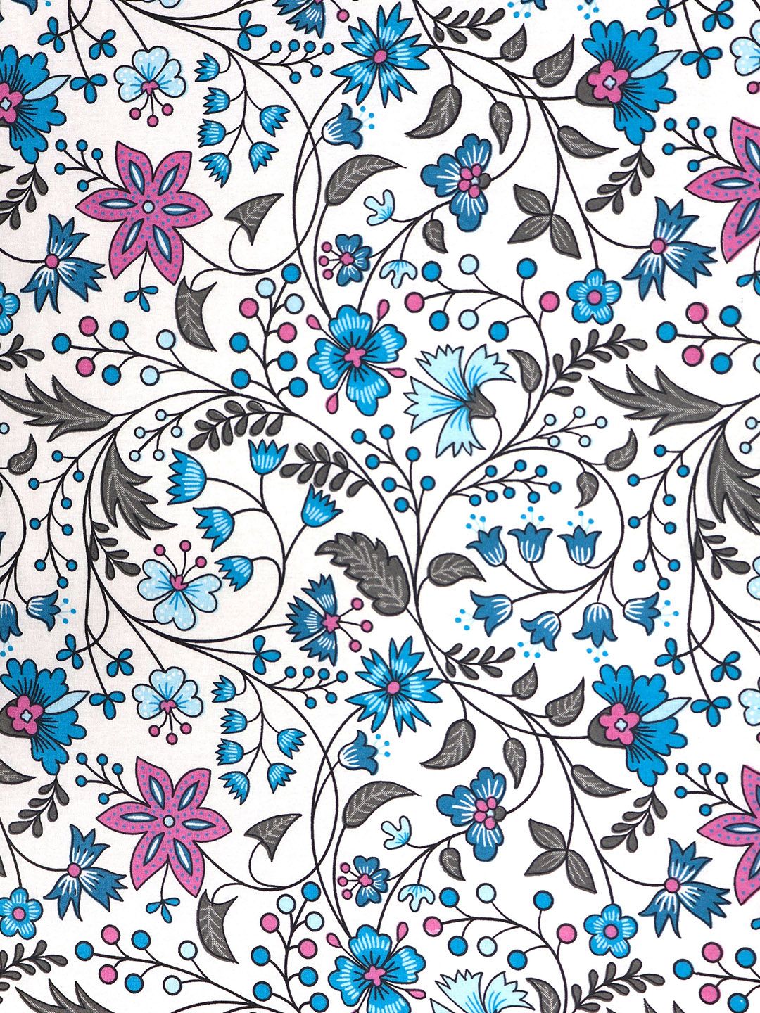 BOMBAY DYEING Cardinal Blue Floral Printed Cotton 120 TC Queen Bedsheet Set 2.54 x 2.24m