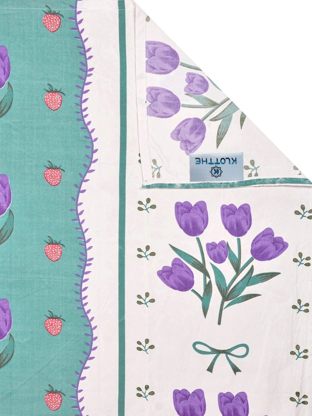 Moda Rapido X KLOTTHE Green & Purple Floral 300 TC King Bedsheet with 2 Pillow Covers