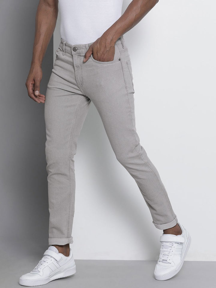 The Indian Garage Co Men Grey Slim Fit Mid-Rise Clean Look Stretchable Jeans