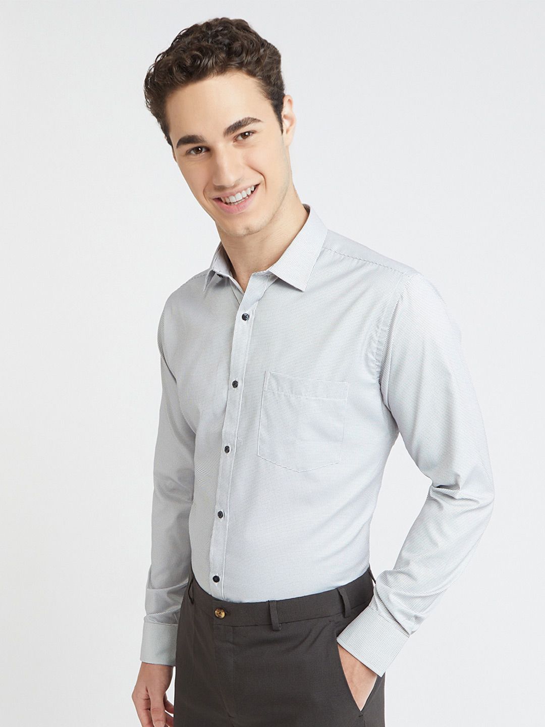 Park Avenue Self Design Slim Fit Textured Formal Shirt