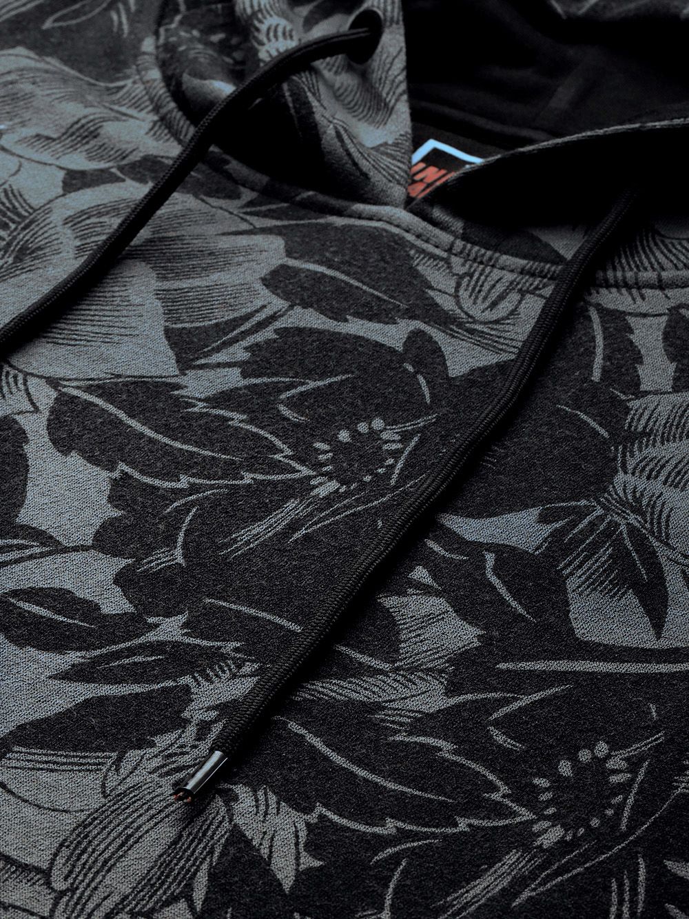 The Indian Garage Co Men Charcoal Grey Printed Hooded Sweatshirt