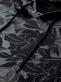 The Indian Garage Co Men Charcoal Grey Printed Hooded Sweatshirt