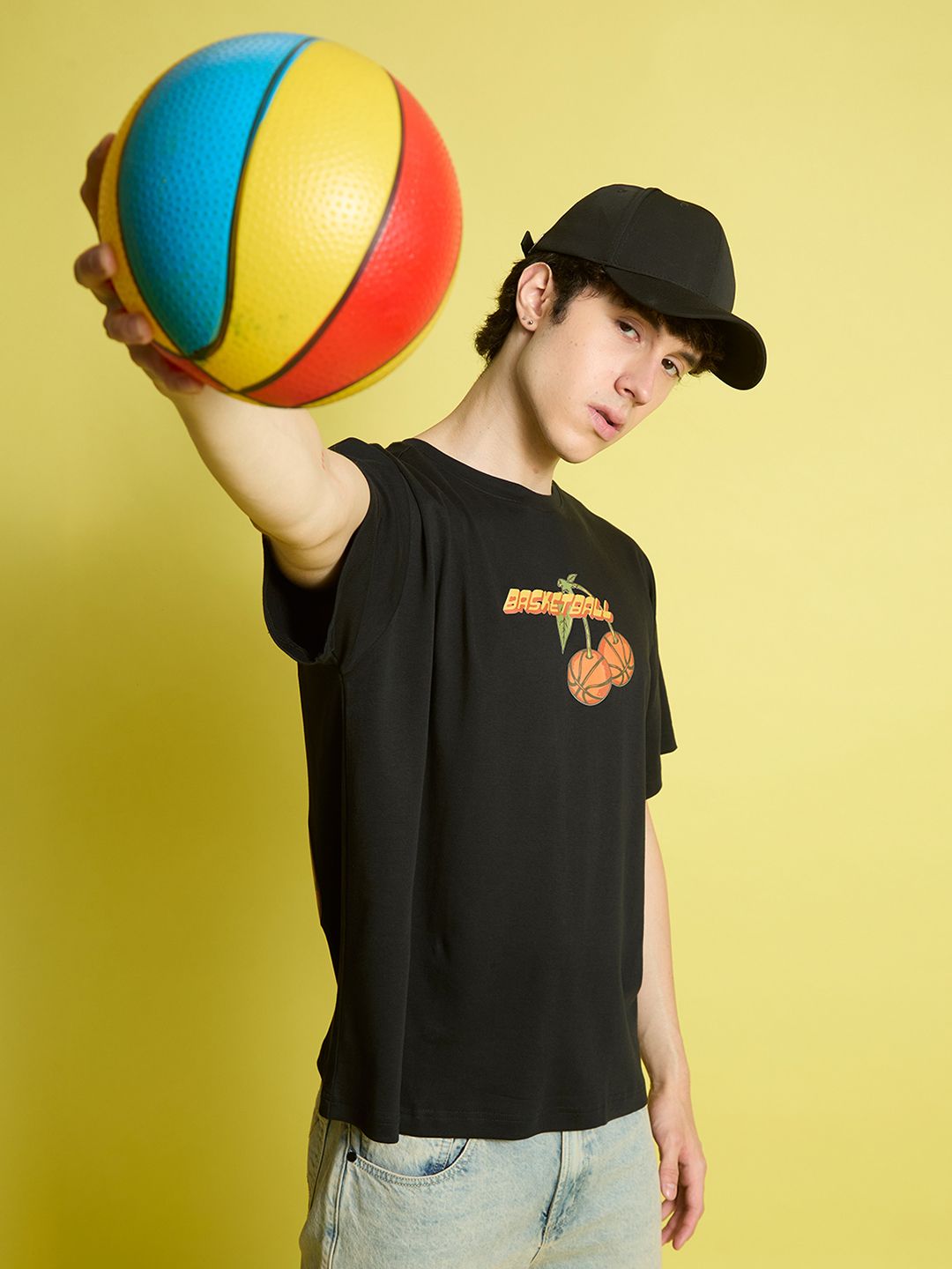Bene Kleed Men Printed Extended Sleeves Applique T-shirt